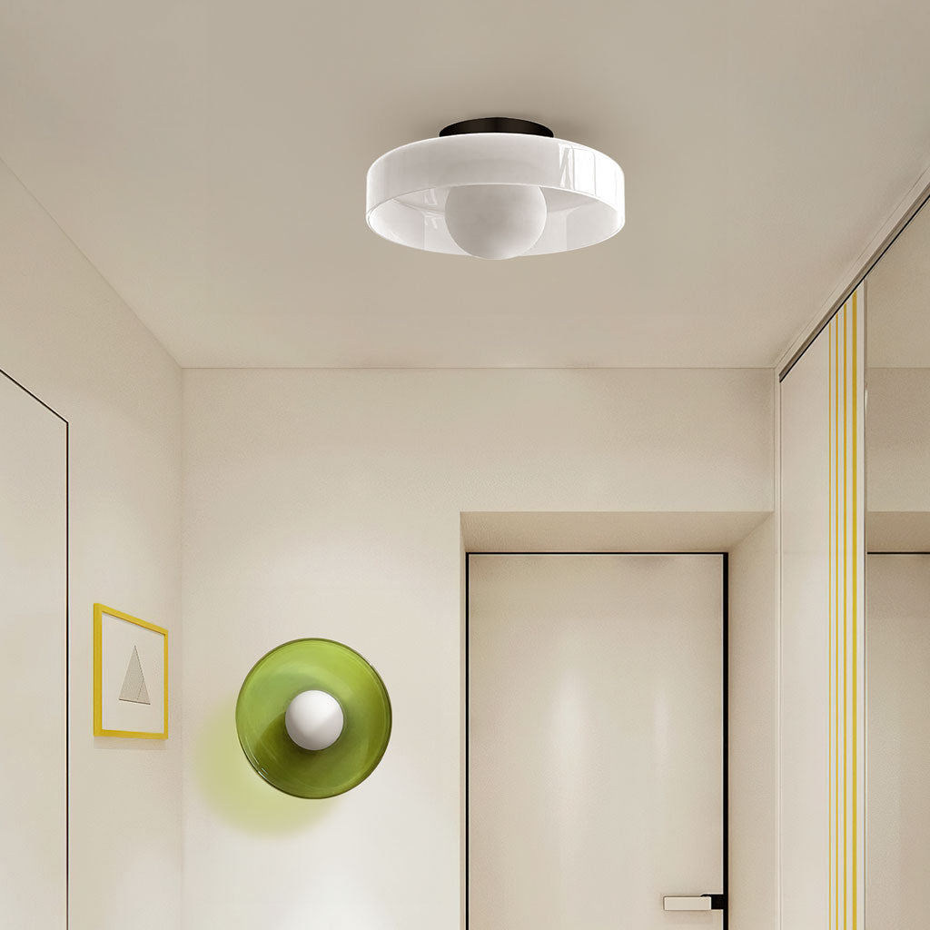 Frosted Glass Disc Flush Ceiling Light, 25cm or 35cm, G9