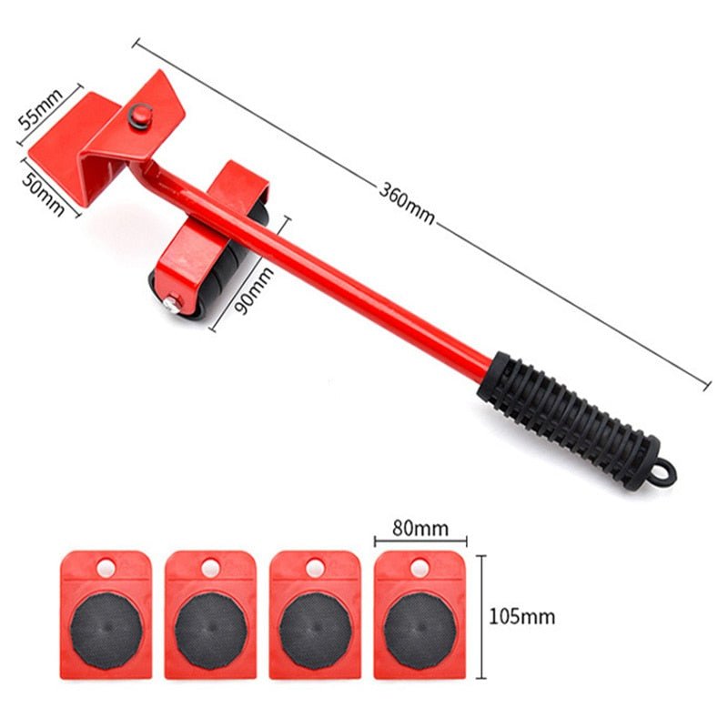 Furniture Mover Set with Lifting Bar, 4 Dollies up to 200 kg