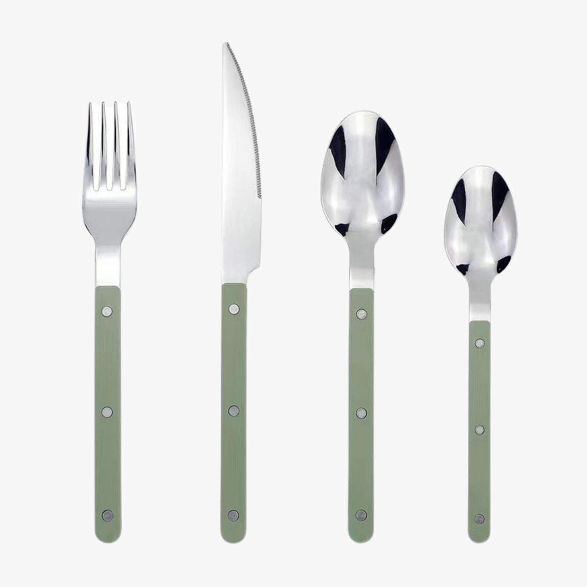 24-Piece Stainless Steel Cutlery Set with Coloured Handles