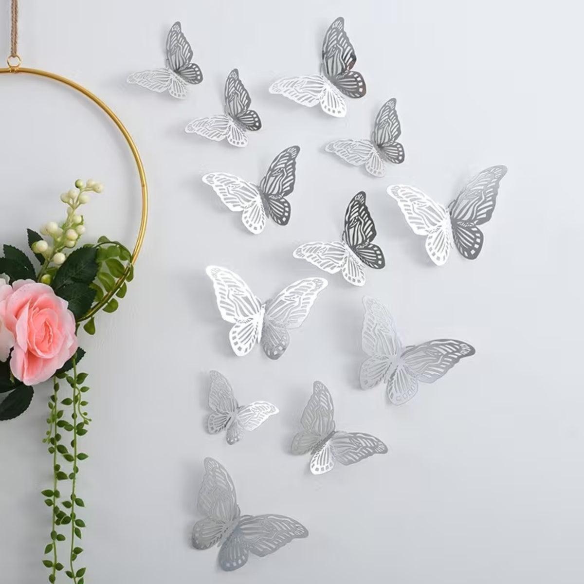 Filigree Butterfly Wall Stickers, Set of 12 in Three Sizes