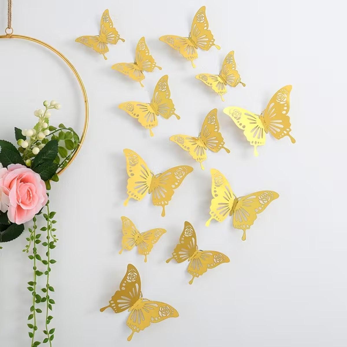 Filigree Butterfly Wall Stickers, Set of 12 in Three Sizes