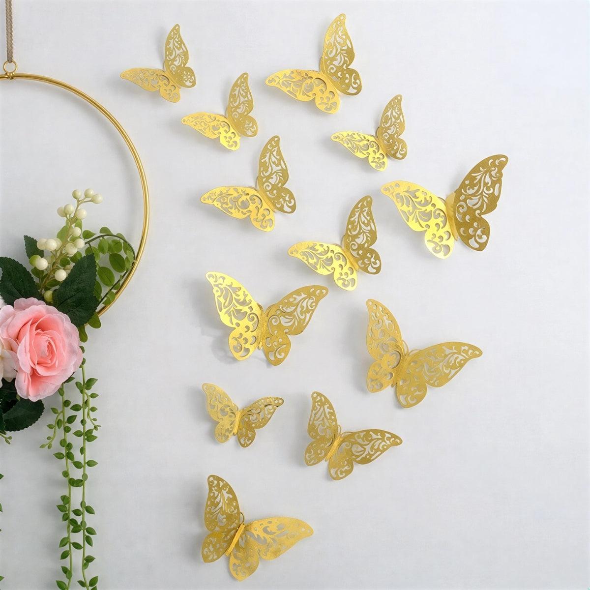 Filigree Butterfly Wall Stickers, Set of 12 in Three Sizes