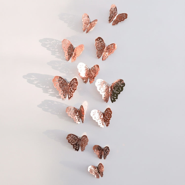 3D Metallic Butterfly Wall Stickers, Three Sizes
