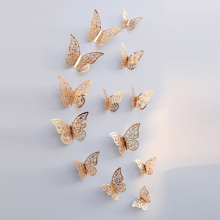 3D Metallic Butterfly Wall Stickers, Three Sizes