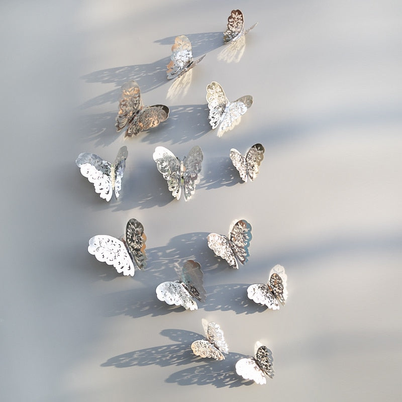 3D Metallic Butterfly Wall Stickers, Three Sizes