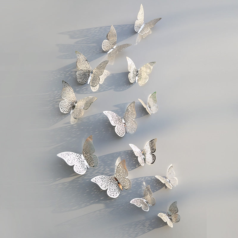 3D Metallic Butterfly Wall Stickers, Three Sizes