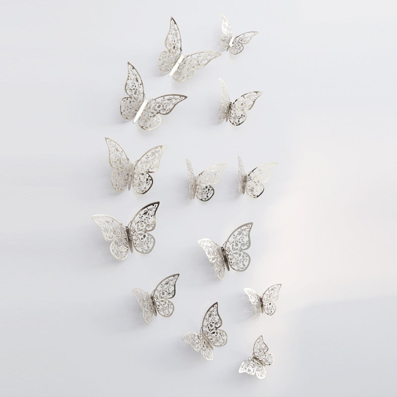 3D Metallic Butterfly Wall Stickers, Three Sizes