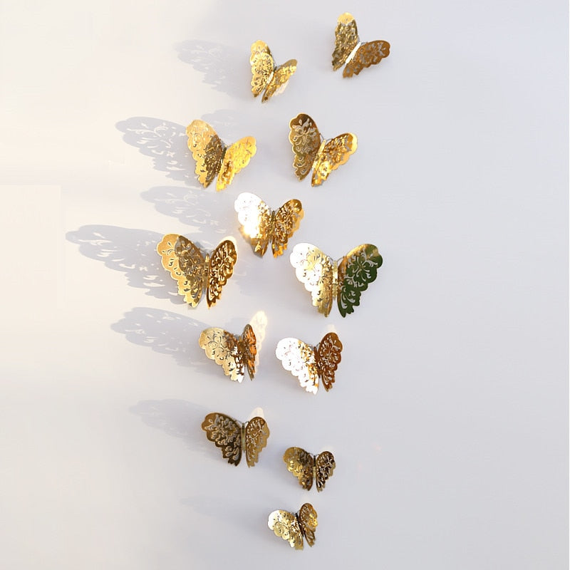 3D Metallic Butterfly Wall Stickers, Three Sizes