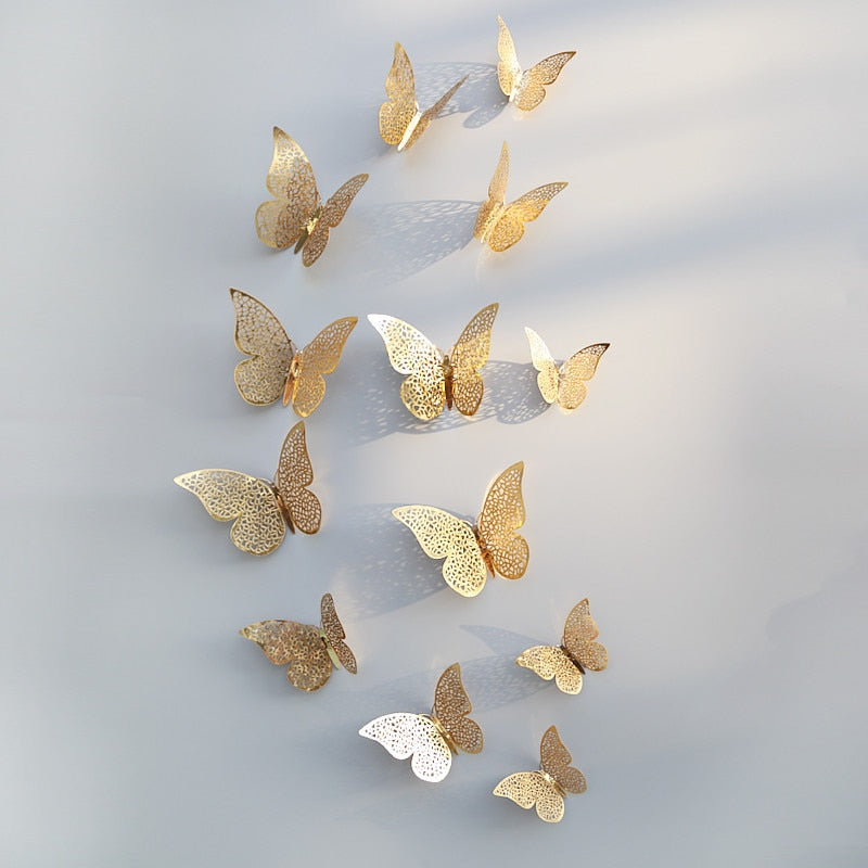 3D Metallic Butterfly Wall Stickers, Three Sizes