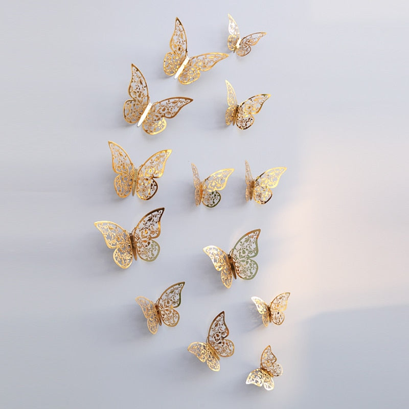 3D Metallic Butterfly Wall Stickers, Three Sizes