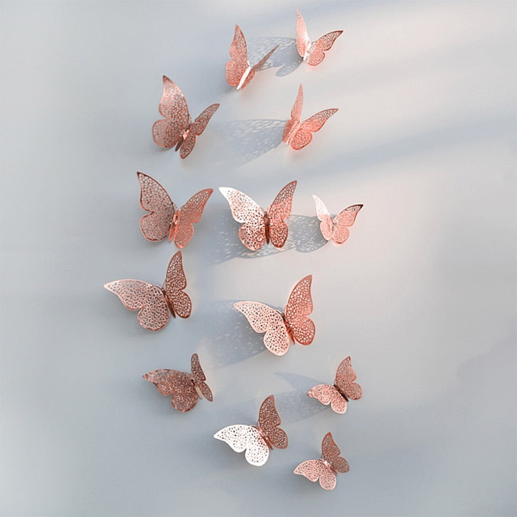 3D Metallic Butterfly Wall Stickers, Three Sizes