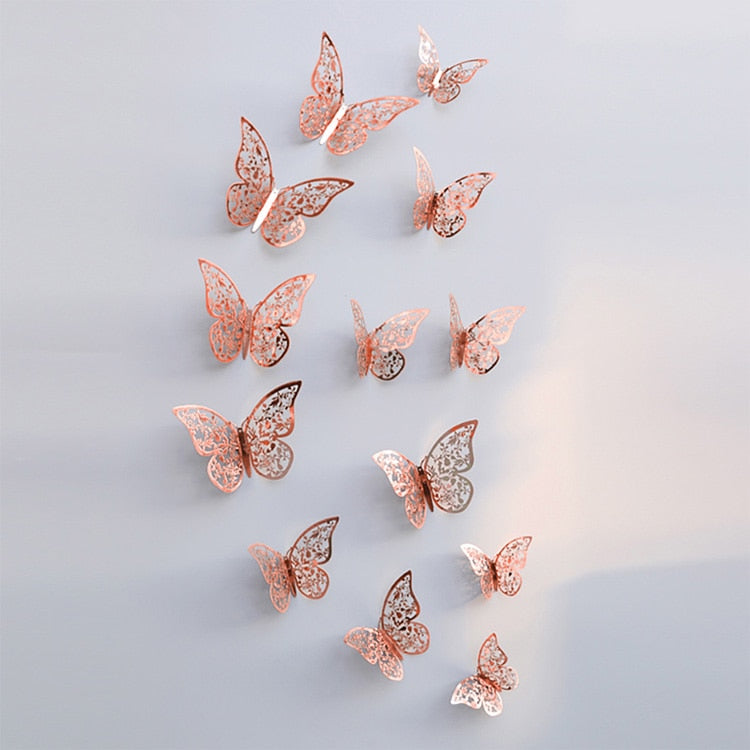 3D Metallic Butterfly Wall Stickers, Three Sizes
