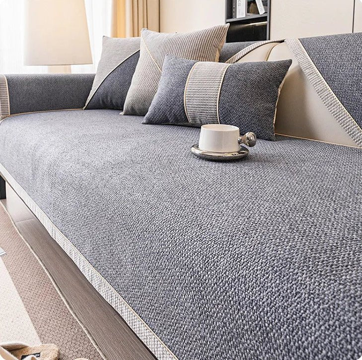 All-Season Woven Sofa Cover with Non-Slip Backing