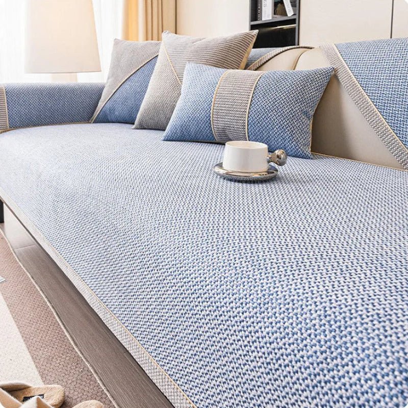 All-Season Woven Sofa Cover with Non-Slip Backing
