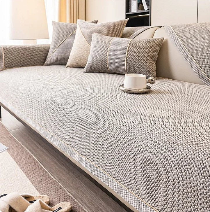 All-Season Woven Sofa Cover with Non-Slip Backing
