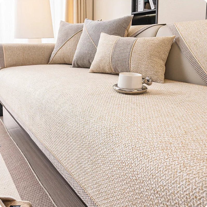 All-Season Woven Sofa Cover with Non-Slip Backing