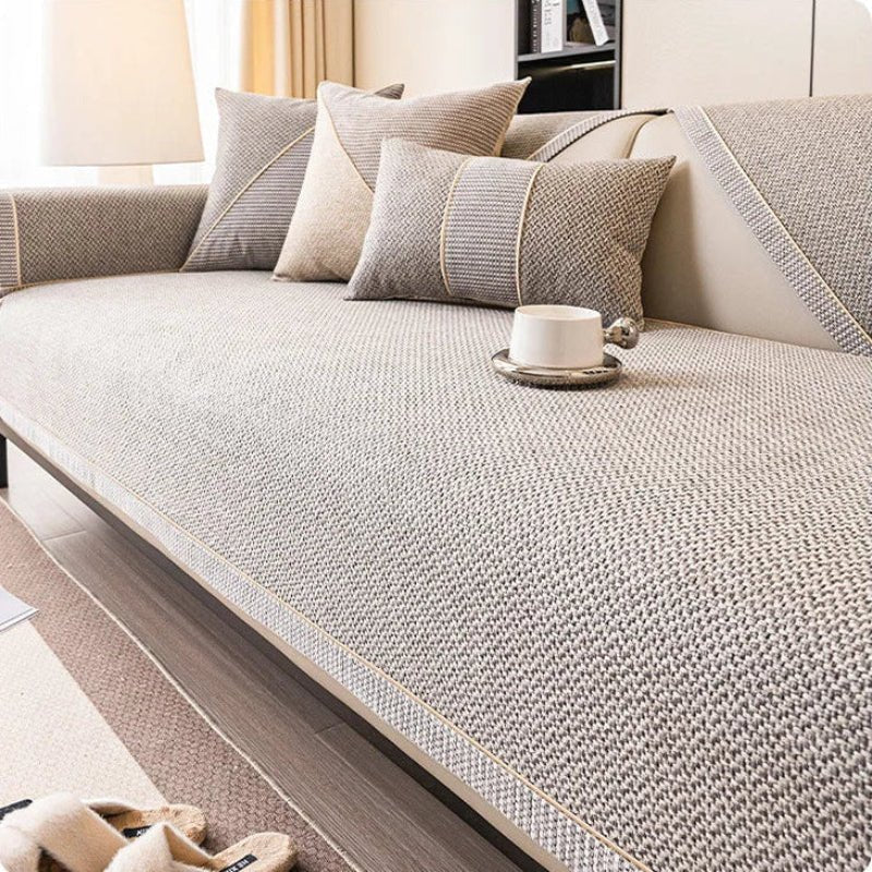 All-Season Woven Sofa Cover with Non-Slip Backing