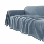 Chenille Herringbone Sofa Throw with Tassel Edging