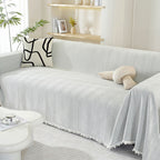 Chenille Herringbone Sofa Throw with Tassel Edging
