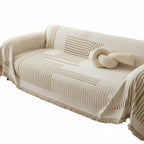 Geometric Patterned Sofa Throw with Tassel Edges