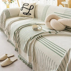 Geometric Patterned Sofa Throw with Tassel Edges