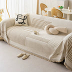 Geometric Patterned Sofa Throw with Tassel Edges