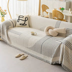 Geometric Patterned Sofa Throw with Tassel Edges