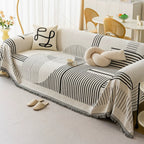 Geometric Patterned Sofa Throw with Tassel Edges