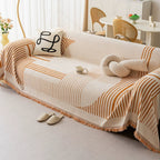 Geometric Patterned Sofa Throw with Tassel Edges
