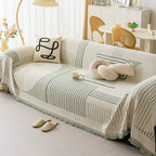 Geometric Patterned Sofa Throw with Tassel Edges