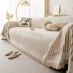 Geometric Patterned Sofa Throw with Tassel Edges