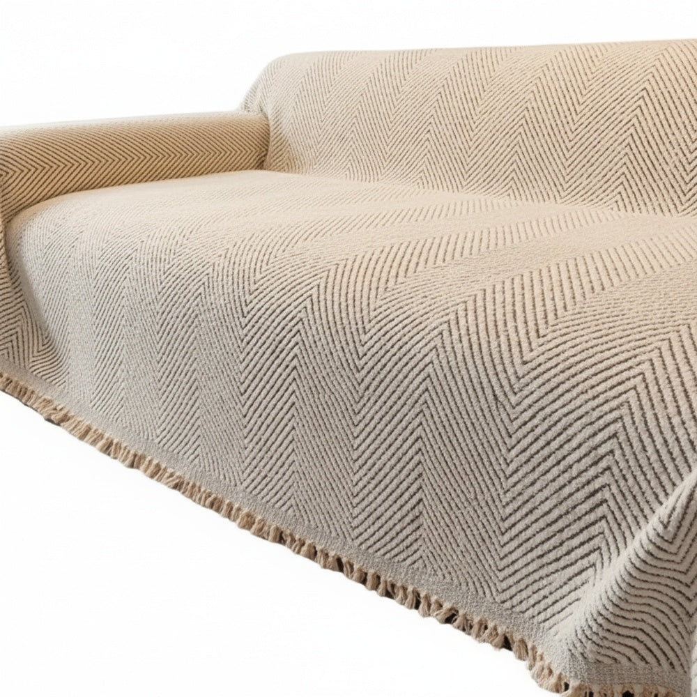 Herringbone Sofa Throw with Tassels, Multiple Sizes