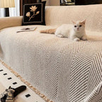 Herringbone Sofa Throw with Tassels, Multiple Sizes