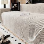 Herringbone Sofa Throw with Tassels, Multiple Sizes