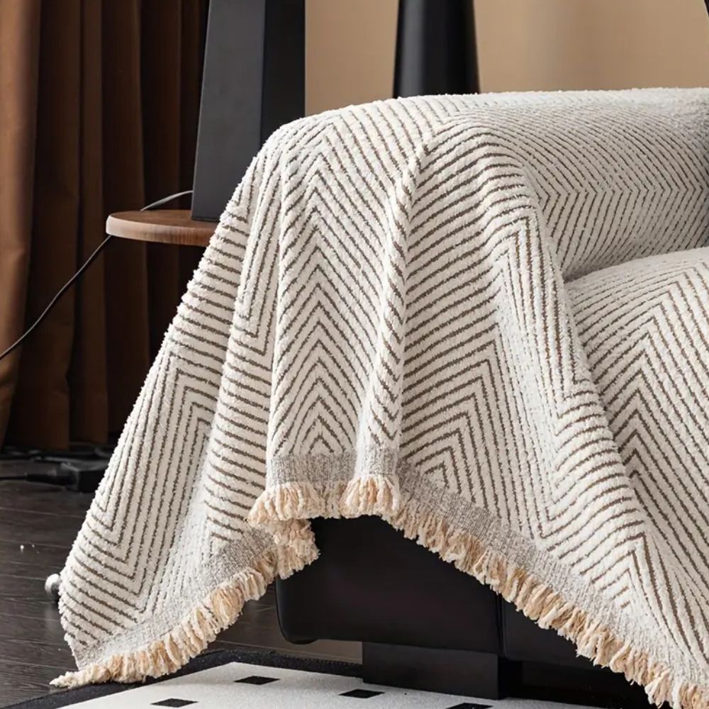 Herringbone Sofa Throw with Tassels, Multiple Sizes