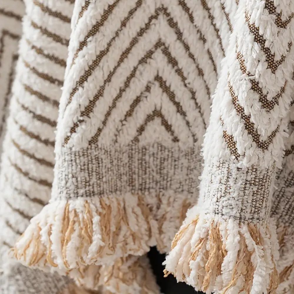 Herringbone Sofa Throw with Tassels, Multiple Sizes