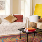 Striped Jacquard Sofa Throw with Tassel Edging