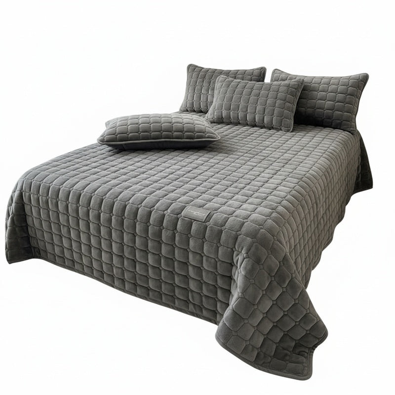 Checked Quilted Bedspread with Optional Pillowcases