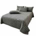 Checked Quilted Bedspread with Optional Pillowcases