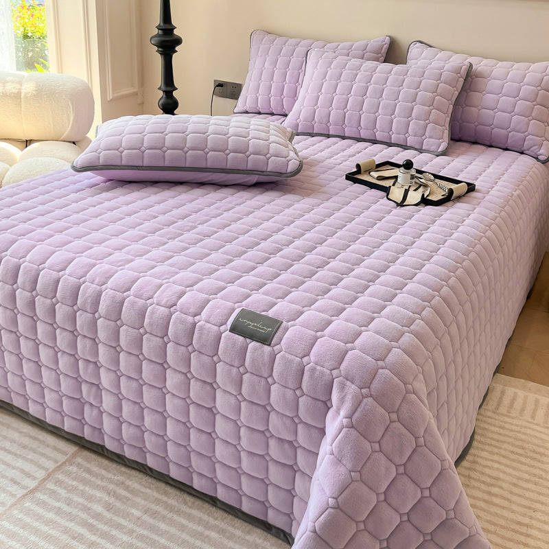 Checked Quilted Bedspread with Optional Pillowcases