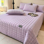 Checked Quilted Bedspread with Optional Pillowcases