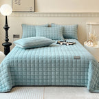 Checked Quilted Bedspread with Optional Pillowcases