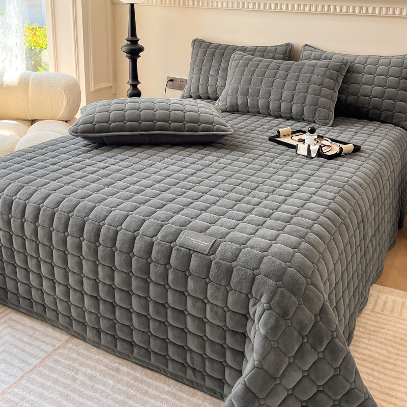 Checked Quilted Bedspread with Optional Pillowcases
