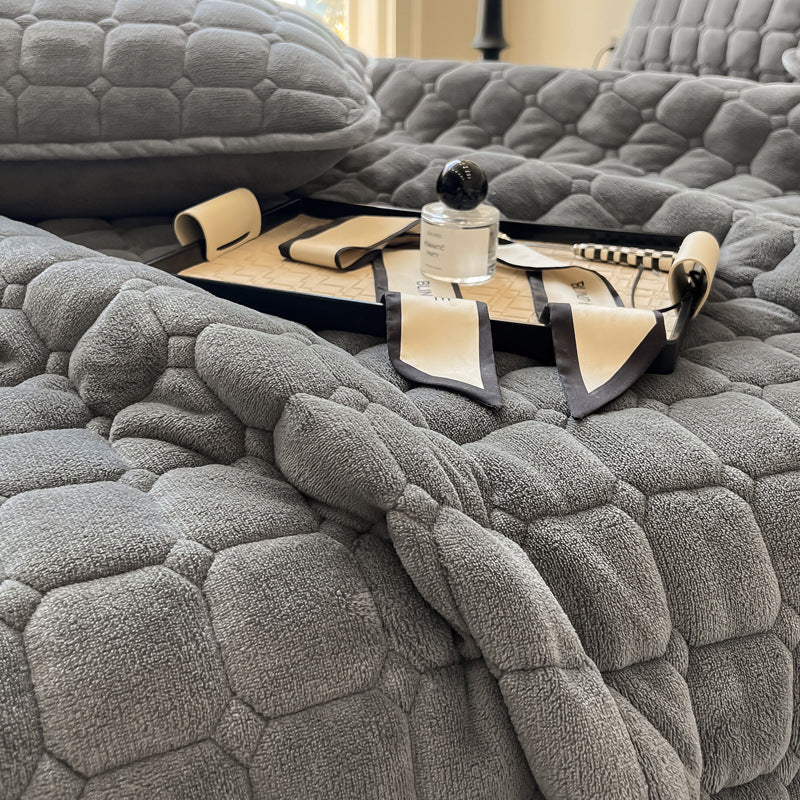 Checked Quilted Bedspread with Optional Pillowcases