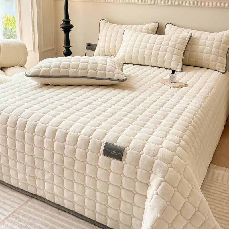 Checked Quilted Bedspread with Optional Pillowcases