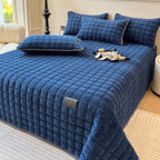 Checked Quilted Bedspread with Optional Pillowcases