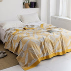 Japanese-Style Patterned Cotton Bedspread Throw