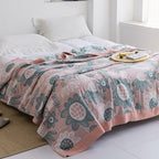 Japanese-Style Patterned Cotton Bedspread Throw