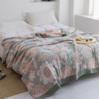 Japanese-Style Patterned Cotton Bedspread Throw