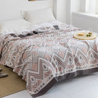 Japanese-Style Patterned Cotton Bedspread Throw